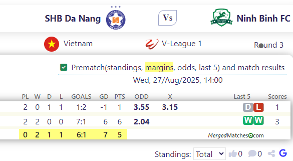SHB Da Nang Vs Ninh Binh FC screenshot