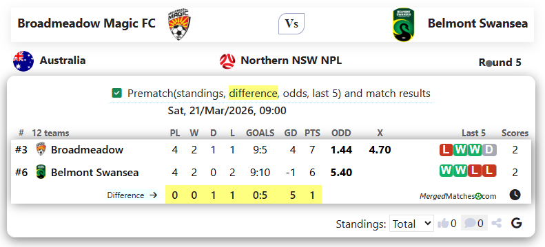 Broadmeadow Magic FC Vs Belmont Swansea screenshot