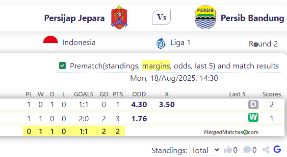 Persijap Jepara Vs Persib Bandung screenshot