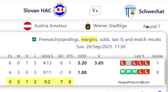 Slovan HAC Vs Schwechat screenshot