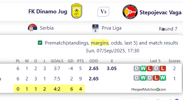 FK Dinamo Jug Vs Stepojevac Vaga screenshot