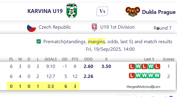 KARVINA U19 Vs Dukla Prague screenshot