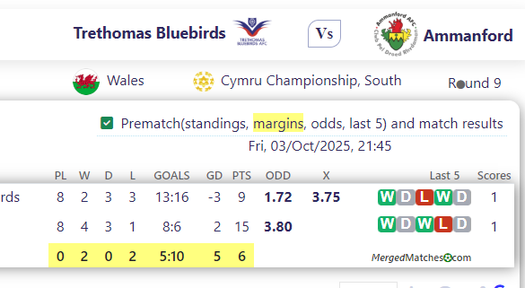 Trethomas Bluebirds Vs Ammanford screenshot