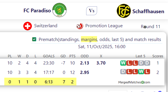 FC Paradiso Vs Schaffhausen screenshot