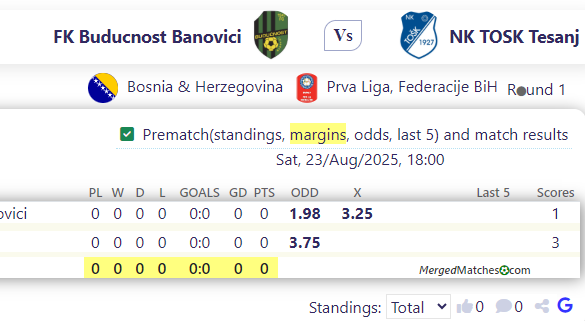FK Buducnost Banovici Vs NK TOSK Tesanj screenshot