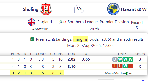 Sholing Vs Havant & W screenshot