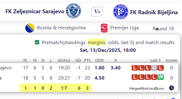 FK Zeljeznicar Sarajevo Vs FK Radnik Bijeljina screenshot