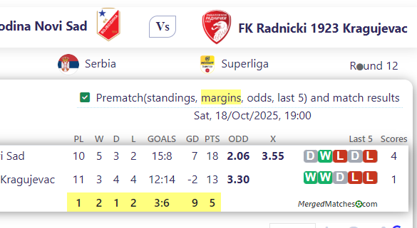 FK Vojvodina Novi Sad Vs FK Radnicki 1923 Kragujevac screenshot