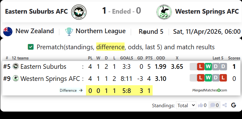 Eastern Suburbs AFC Vs Western Springs AFC screenshot