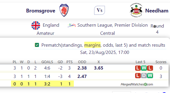 Bromsgrove Vs Needham screenshot