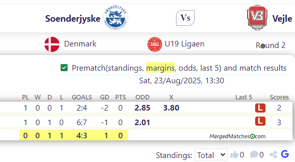 Soenderjyske Vs Vejle screenshot