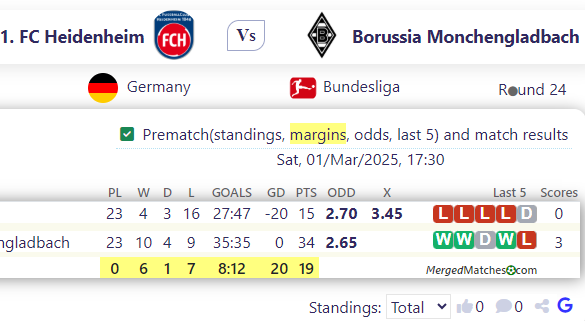 1. FC Heidenheim Vs Borussia Monchengladbach screenshot