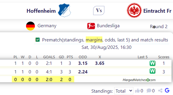 Hoffenheim Vs Eintracht Fr screenshot