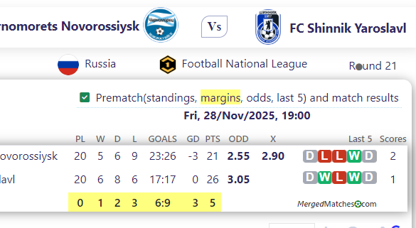 Chernomorets Novorossiysk Vs FC Shinnik Yaroslavl screenshot