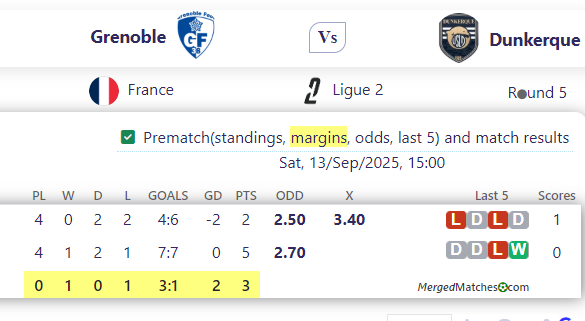 Grenoble Vs Dunkerque screenshot