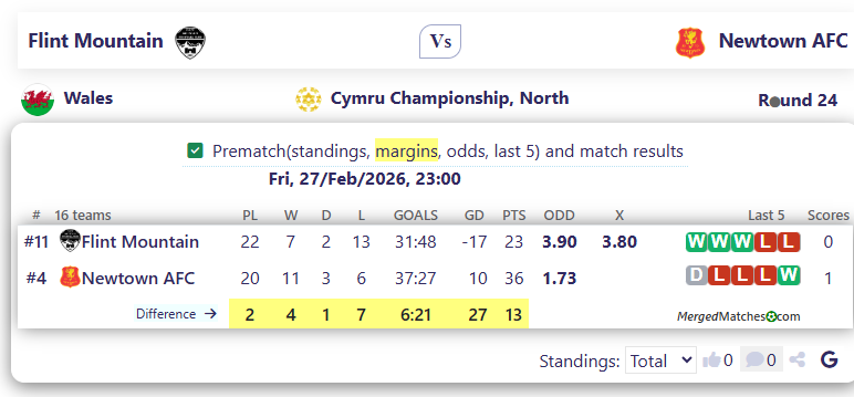 Flint Mountain Vs Newtown AFC screenshot