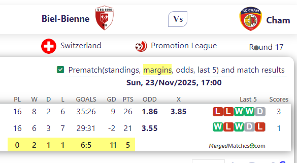Biel-Bienne Vs Cham screenshot