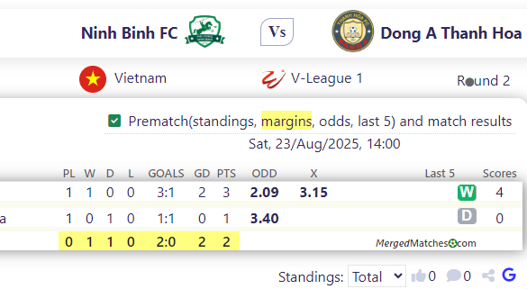Ninh Binh FC Vs Dong A Thanh Hoa screenshot