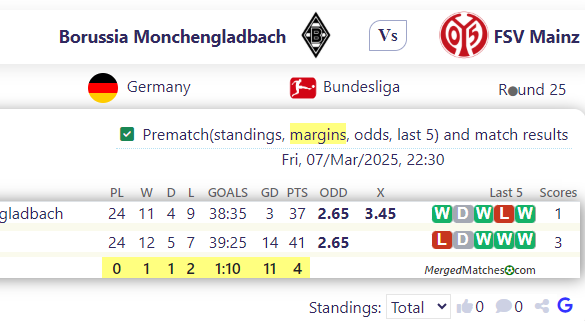 Borussia Monchengladbach Vs FSV Mainz screenshot