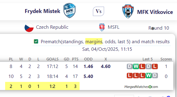 Frydek Mistek Vs MFK Vitkovice screenshot
