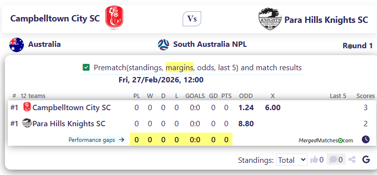 Campbelltown City SC Vs Para Hills Knights SC screenshot