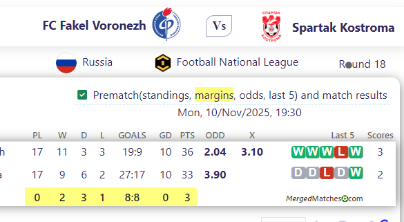 FC Fakel Voronezh Vs Spartak Kostroma screenshot