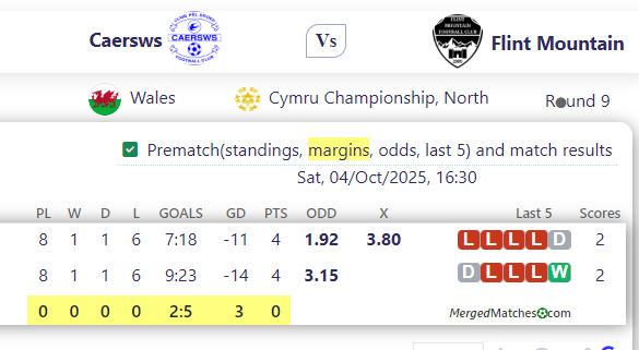 Caersws Vs Flint Mountain screenshot
