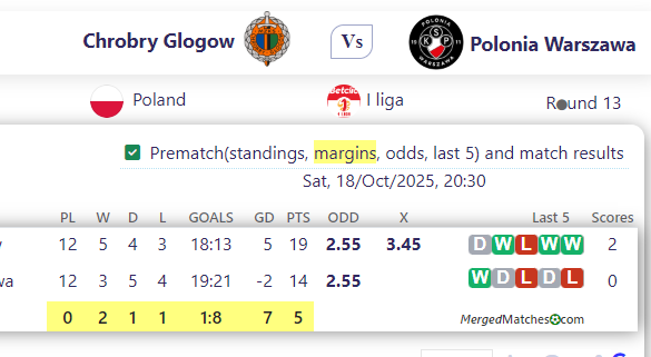 Chrobry Glogow Vs Polonia Warszawa screenshot