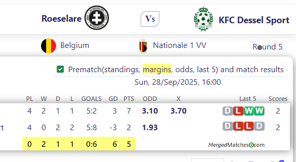 Roeselare Vs KFC Dessel Sport screenshot