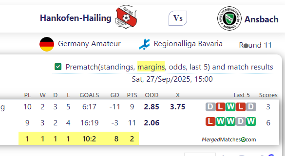 Hankofen-Hailing Vs Ansbach screenshot