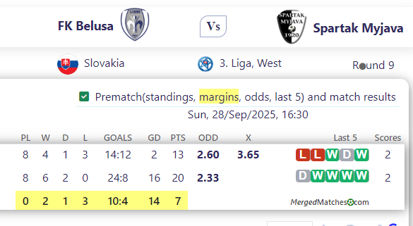 FK Belusa Vs Spartak Myjava screenshot