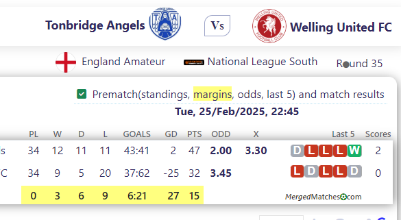 Tonbridge Angels Vs Welling United FC screenshot
