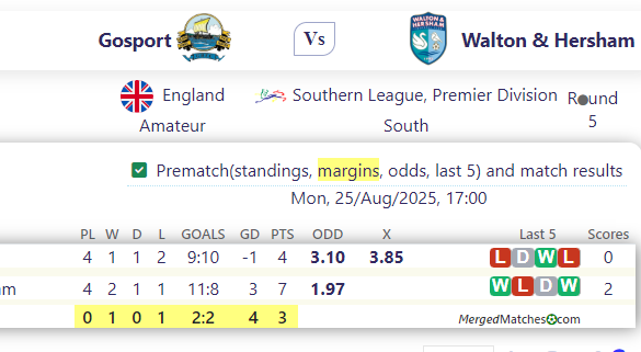 Gosport Vs Walton & Hersham screenshot