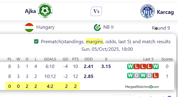 Ajka Vs Karcag screenshot