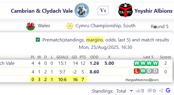 Cambrian & Clydach Vale Vs Ynyshir Albions screenshot