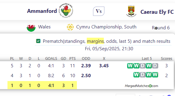 Ammanford Vs Caerau Ely FC screenshot
