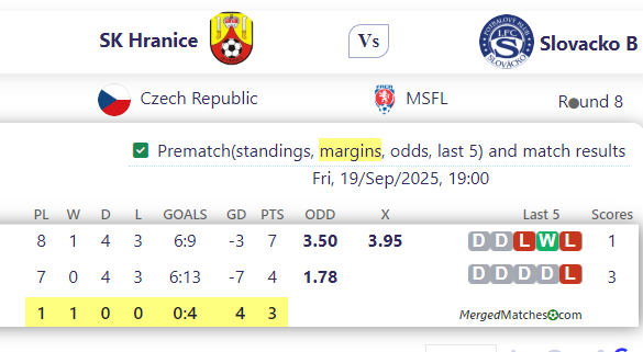 SK Hranice Vs Slovacko B screenshot