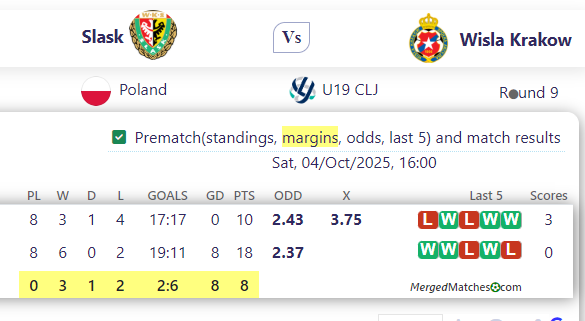 Slask Vs Wisla Krakow screenshot