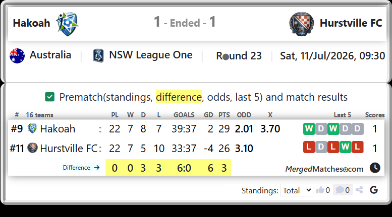 Hakoah Vs Hurstville FC screenshot