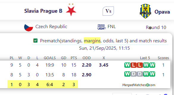 Slavia Prague B Vs Opava screenshot