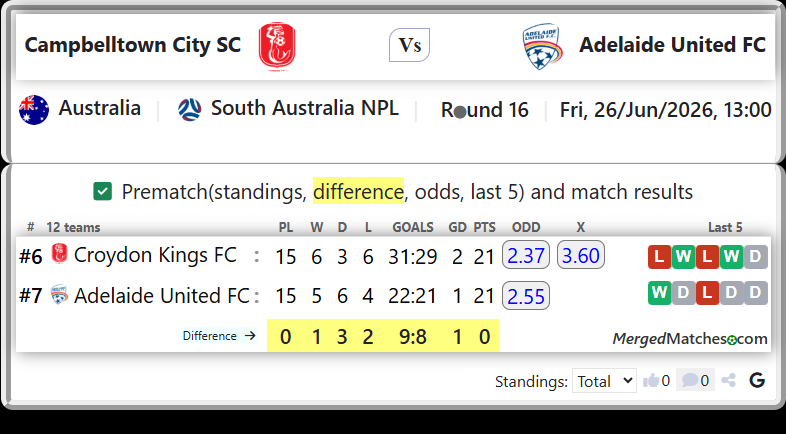Croydon Kings FC Vs Adelaide United FC screenshot