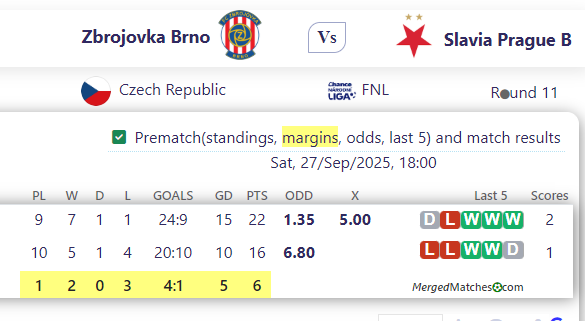 Zbrojovka Brno Vs Slavia Prague B screenshot