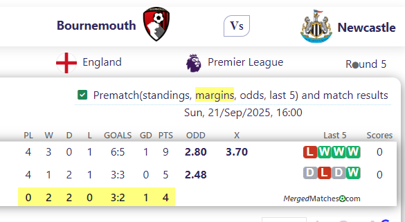 Bournemouth Vs Newcastle screenshot