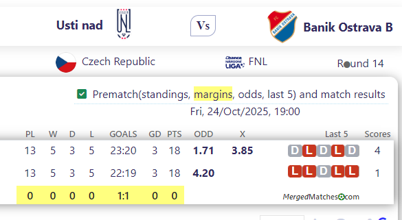 Usti nad Vs Banik Ostrava B screenshot