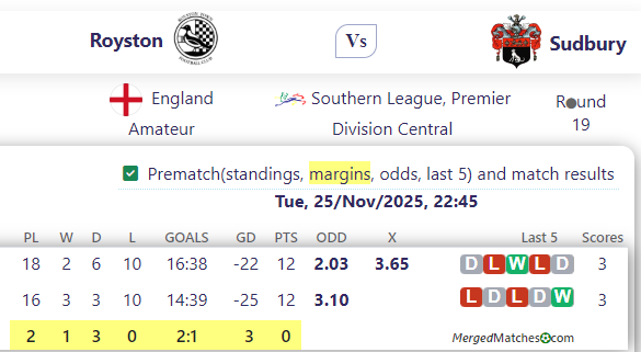 Royston Vs Sudbury screenshot