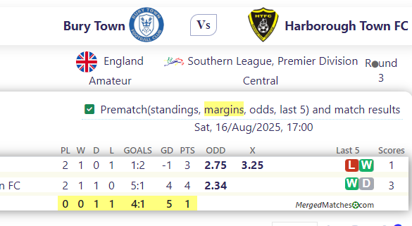 Bury Town Vs Harborough Town FC screenshot