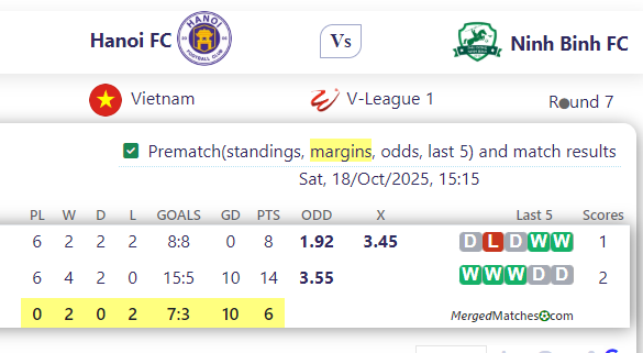Hanoi FC Vs Ninh Binh FC screenshot