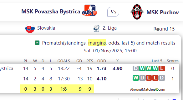 MSK Povazska Bystrica Vs MSK Puchov screenshot