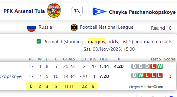 PFK Arsenal Tula Vs Chayka Peschanokopskoye screenshot