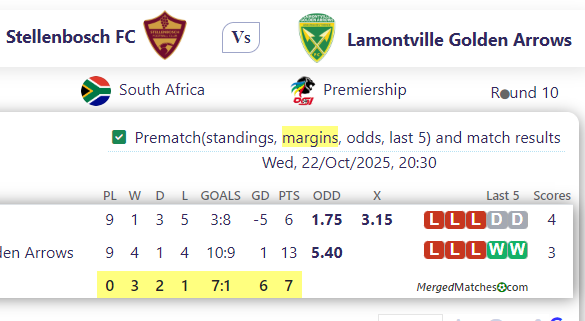 Stellenbosch FC Vs Lamontville Golden Arrows screenshot